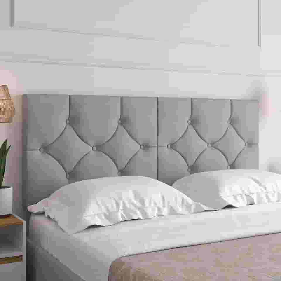 Cabeceira Estofada Luxo Casal Cama Classic 1.60 Queen (Cinza)