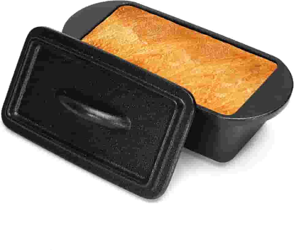 Forma de pão de ferro fundido com tampa 19 x 7,5 cm, panela antiaderente para massa fermentada e pão caseiro, mini formas de pão com tampas, forma de pão Pullman para pão de sanduíche, formas