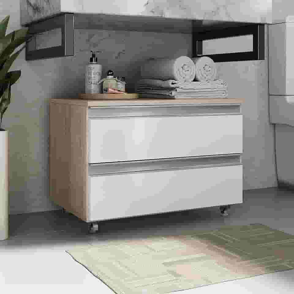 Gabinete Joia 60cm 02 Gavetas Madeirado Branco