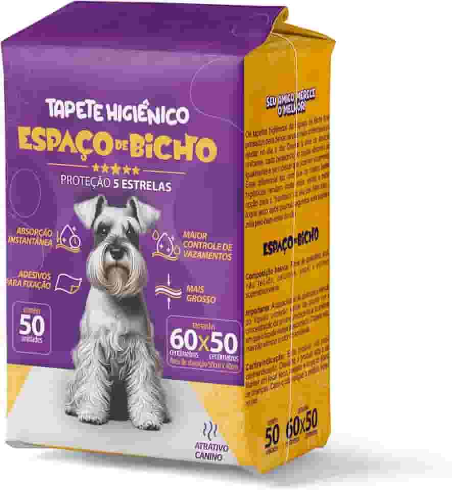 Tapete Higiênico Descartável Espaço de Bicho 60x50cm 50 unidades - Absorção Instantânea