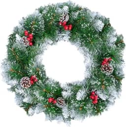 BEMMY Guirlanda de Natal 60CM, Guirlanda Artificial Decorativa para Pendurar Na Porta da Frente com Agulhas de Pinheiro