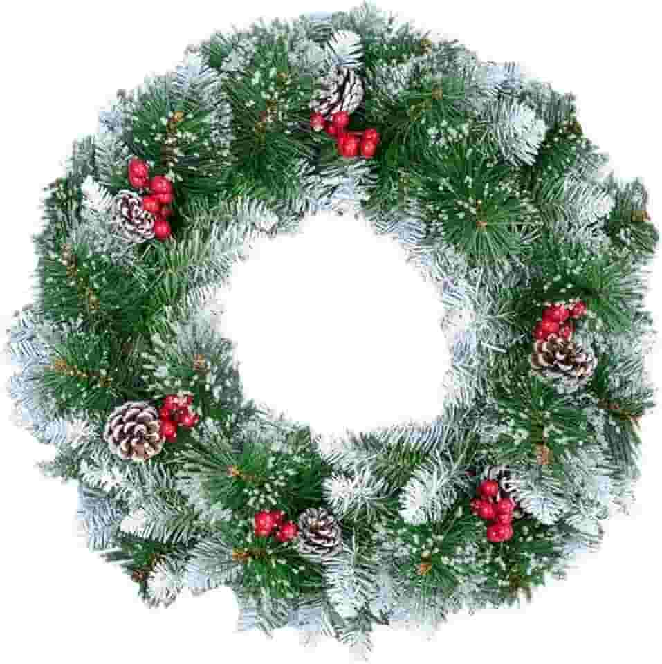 BEMMY Guirlanda de Natal 60CM, Guirlanda Artificial Decorativa para Pendurar Na Porta da Frente com Agulhas de Pinheiro