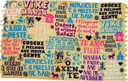 Canga Girias Nordestina, Estilo Moderno, Cor Areia e Multicolorido, Tema Cultural Brasileiro, Tipografia Artística Nordestinas