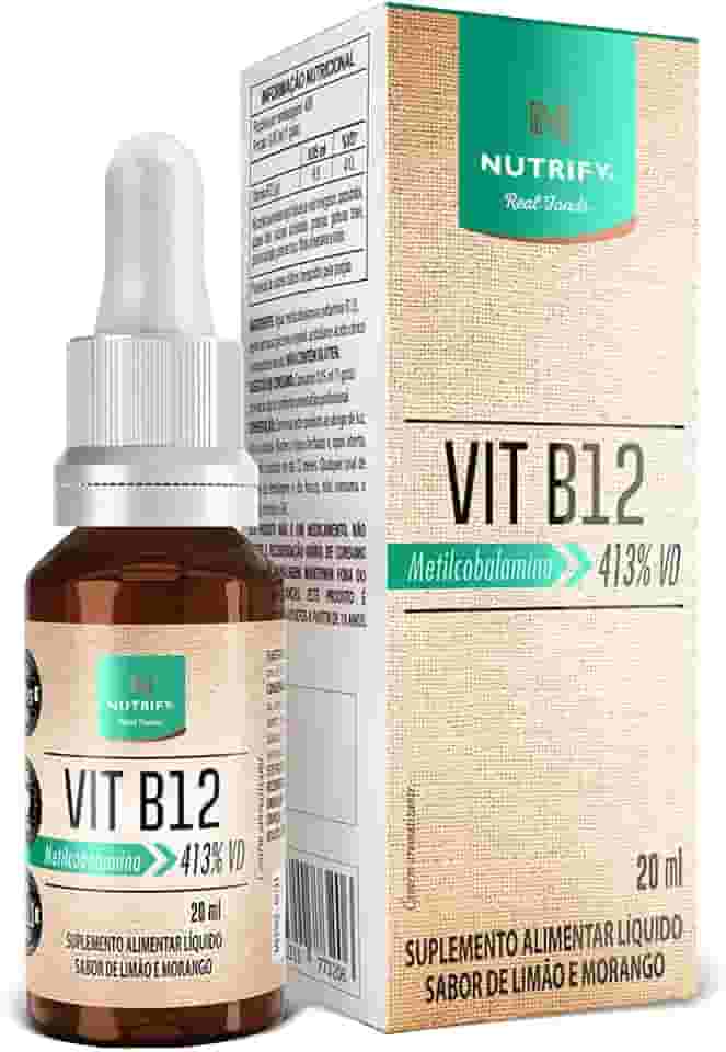 Nutrify Vitamina B12 Gotas - Sabor Limão e Morango - Alta Concentração e Forma Natural - Ideal para Vegetarianos