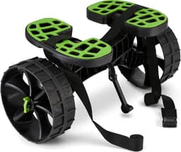 Ulticor Carrinho de caiaque, rodas sem perfuração monta e desmonta em segundos – fácil de armazenar – sem necessidade de ferramentas – Carrinho de caiaque e canoa durável para todos os terrenos com alças ajustáveis (verde – preto)