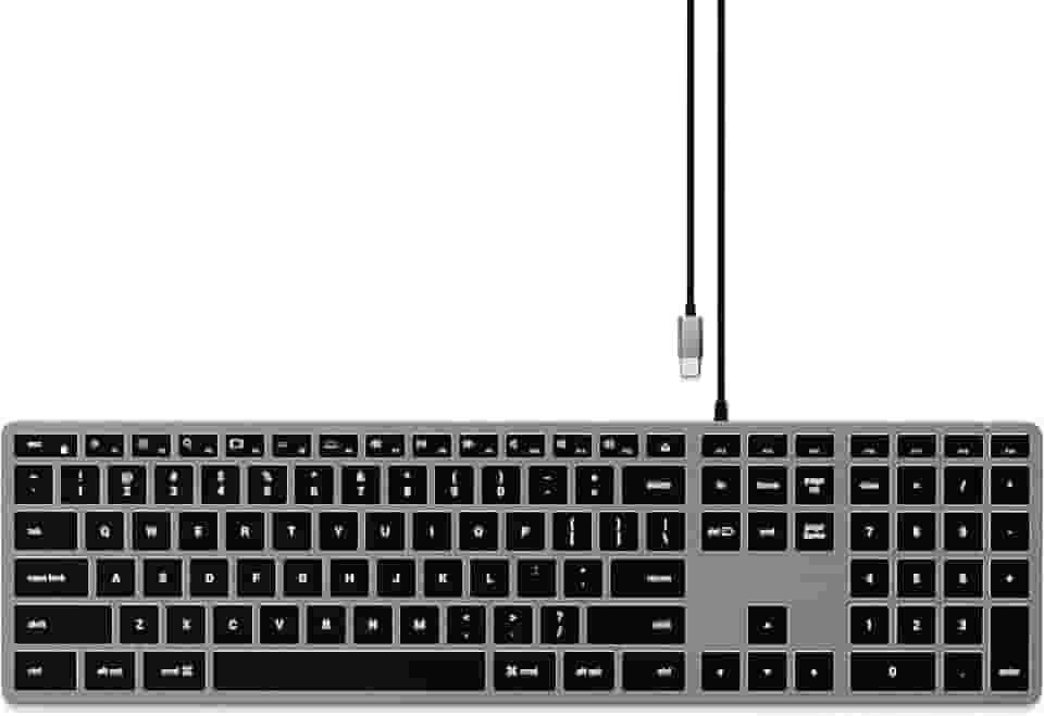 Satechi Teclado Slim W3 Iluminado com Cabo e Keypad Numérico - Teclas Iluminadas e conexão USB-C - Para M2/ M1 MacBook Pro/Air, M2/ M1 iPad Pro/Air, M2 Mac Mini, iMac M1