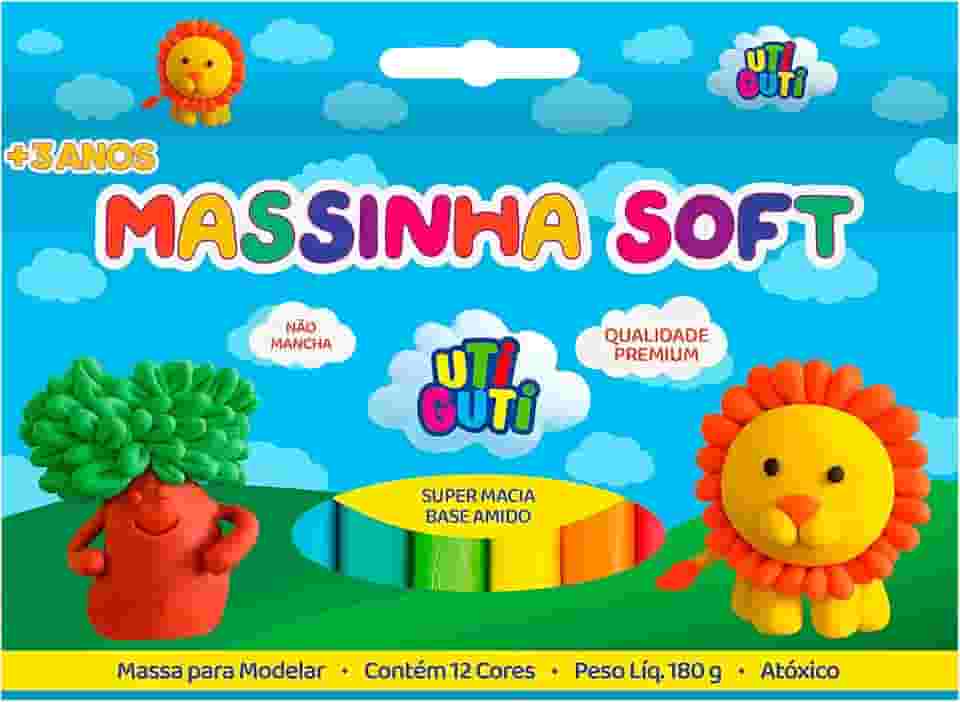 Utiguti Massa de Modelar Soft Estojo com 12 Cores 180G