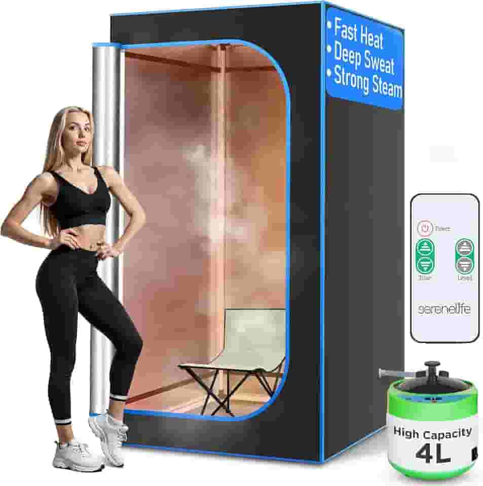 SereneLife Sauna portátil para casa, barraca de sauna a vapor com vaporizador de 4L, cadeira de sauna dobrável, sauna de desintoxicação pessoal compacta, spa doméstico com controle remoto, 180 cm x 89