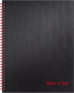 Black n' Red Caderno, diário de negócios, 28 x 21 cm, 70 folhas, pautado, papel óptico, aplicativo de scribzee, capa dura, encadernado com fio, preto (K67030)