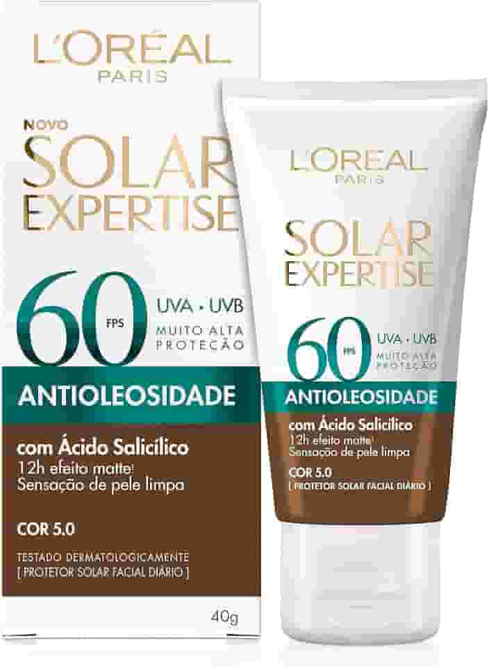 L’Oréal Paris Protetor Solar Facial L'Oréal Paris Solar Expertise Antioleosidade Fps60 Cor 5.0 Negra 40G