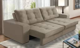Sofá Retrátil e Reclinável 2 lugares 1,70m com Molas Marcela Suede Cappuccino Adonai Estofados