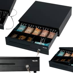 Caixa Registradora Automática e Manual Gaveta De Aço Para Loja Comércio Balcão Armazenar Guardar Dinheiro Moedas Notas (Preto)