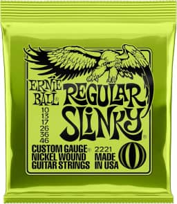 Cordas para guitarra elétrica Ernie Ball Regular Slinky, revestimento de níquel, calibre 10-46