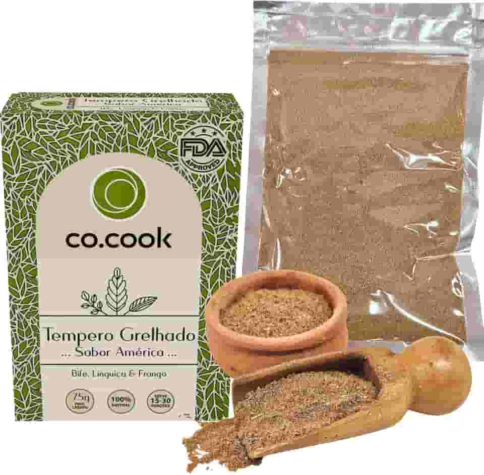 CoCook Tempero 100% Natural Grelhado Sabor America 75g Ideal para Carnes, Frango e Linguiça Churrasco Parrilla Barbecue Zero Glúten, Zero Lactose, Zero Conservantes, Zero Corantes, Zero Sódio - Rende até 30 porções