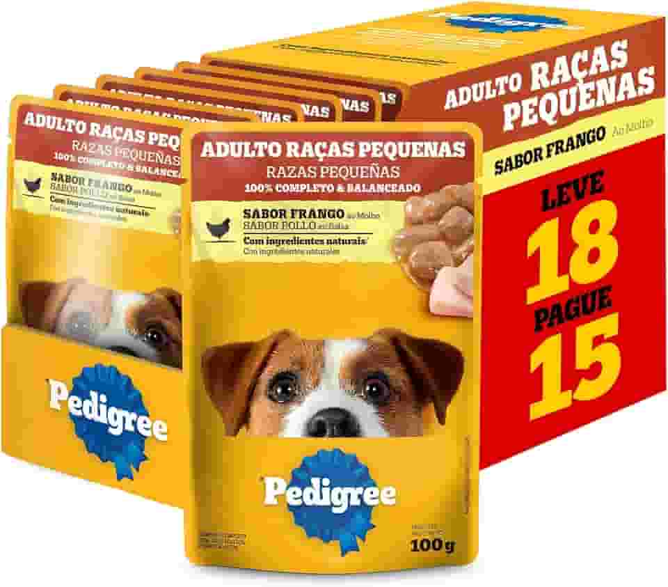 Pack Ração Úmida Pedigree Sachê Frango ao Molho para Cães Adultos de Raças Pequenas - Leve 18 Pague 15