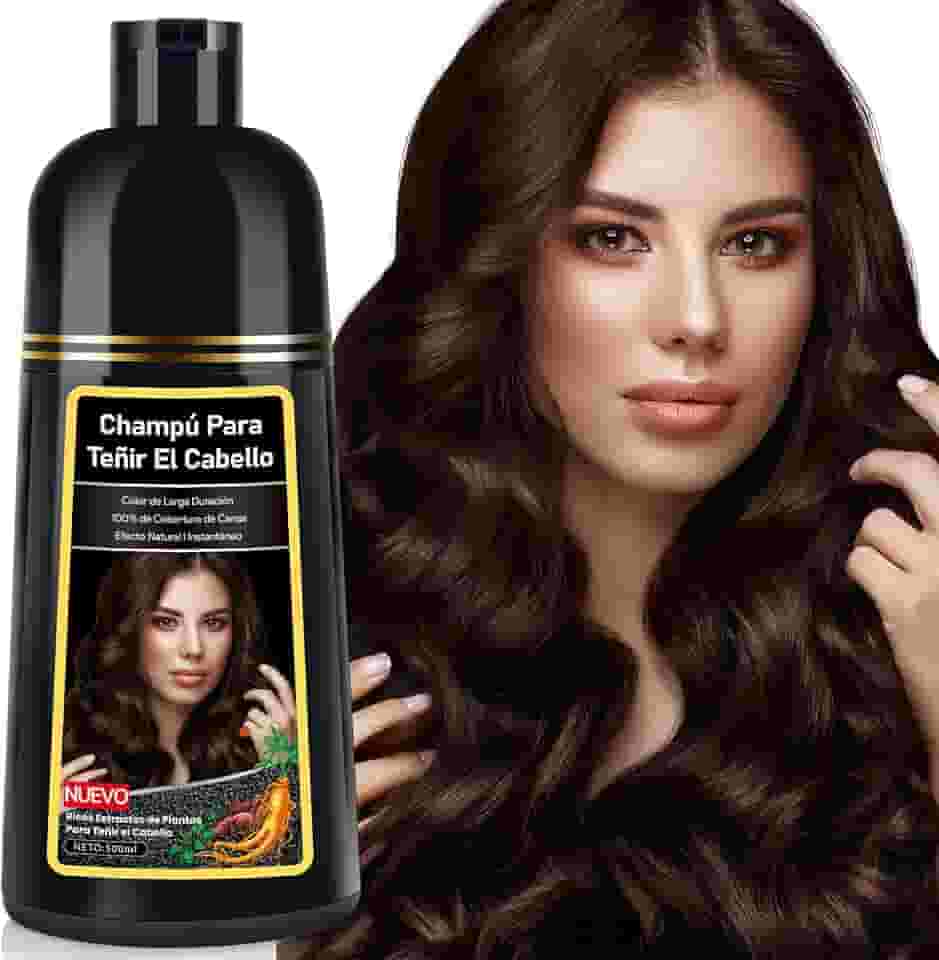 KAISASA Shampoo de tintura de 3 em 1 Marrom escuro 500ml - shampoo instantâneo para de ingredientes herbais para mulheres e para homens e mulheres capa de xampu de cinza branco em minutos