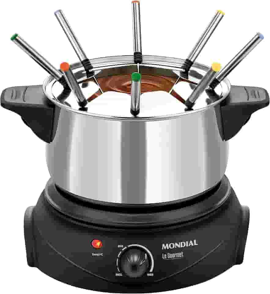 Panela Elétrica de Fondue, Mondial, Preto/Prata, 1200W, 110V - FD-02