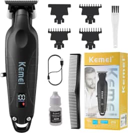KEMEI 2293 Professional Hair/Beard Trimmer for Men Zero Gapped Hair Clippers for Barber with T Blade, Cordless Rechargeable Father Day GiftsL8