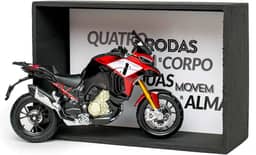 Miniatura Ducati Multistrada V4 Kit com Expositor - Burago 1:18 Moto Big Trail
