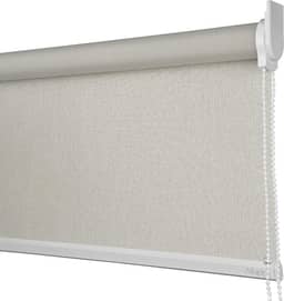 Cortina Persiana Rolo Blackout Linho Natural SOB MEDIDA comando lado DIREITO (SEM BANDÔ) (Linho Natural - Acabemento Branco, 1,60 (lar) x 1,20 (alt))