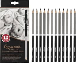 Creative Mark Cezanne Conjunto de 12 lápis de cor premium pretos - lápis de colorir altamente pigmentados para desenhar, misturar, colorir e mais