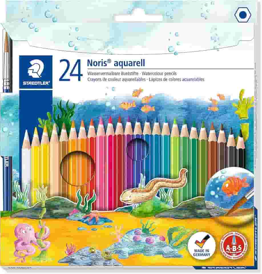 Lápis de Cor Aquarelável, Staedtler, Noris, 144 10NC2412, 24 Cores