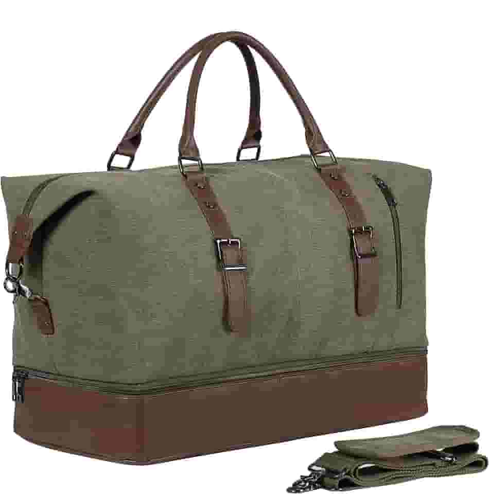 Bolsa de viagem de couro com bolso para sapatos, bagagem de mão grande, impermeável, esportiva, C1 - Verde, Tendência