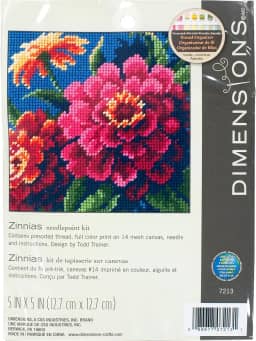 Dimensions Mini kit de bordado 12 cm x 12 cm - Zinnias costuradas em linha -7213