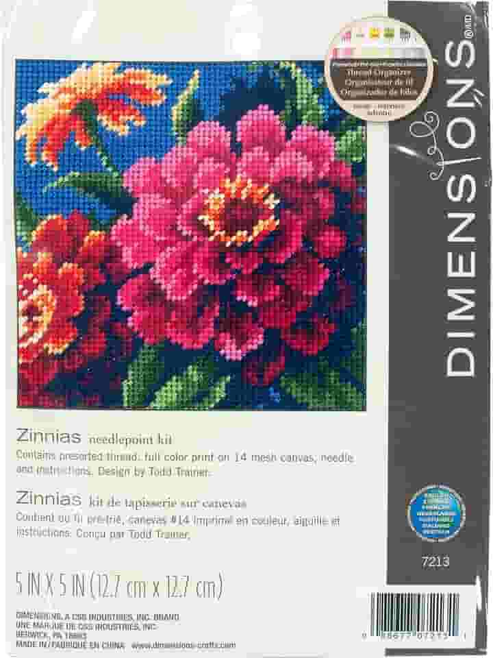 Dimensions Mini kit de bordado 12 cm x 12 cm - Zinnias costuradas em linha -7213