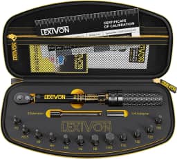LEXIVON Kit de chave de torque para bicicleta de 1/4' Dr. 15 peças | Engrenagem de 72 dentes, clique de direção dupla tipo 2 ~ 26 Nm (17,7~230 '-lb) | Kit de manutenção portátil para bicicletas de estrada e montanha (LX-191)