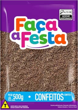 Faça a Festa – Confeito Granulado Escuro 500g | Crocante e Sabor Chocolate | Ideal para Decoração e Cobertura de Doces, Bolos e Sobremesas