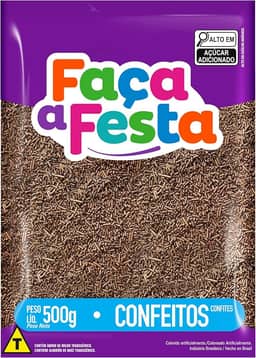Faça a Festa – Confeito Granulado Escuro 500g | Crocante e Sabor Chocolate | Ideal para Decoração e Cobertura de Doces, Bolos e Sobremesas