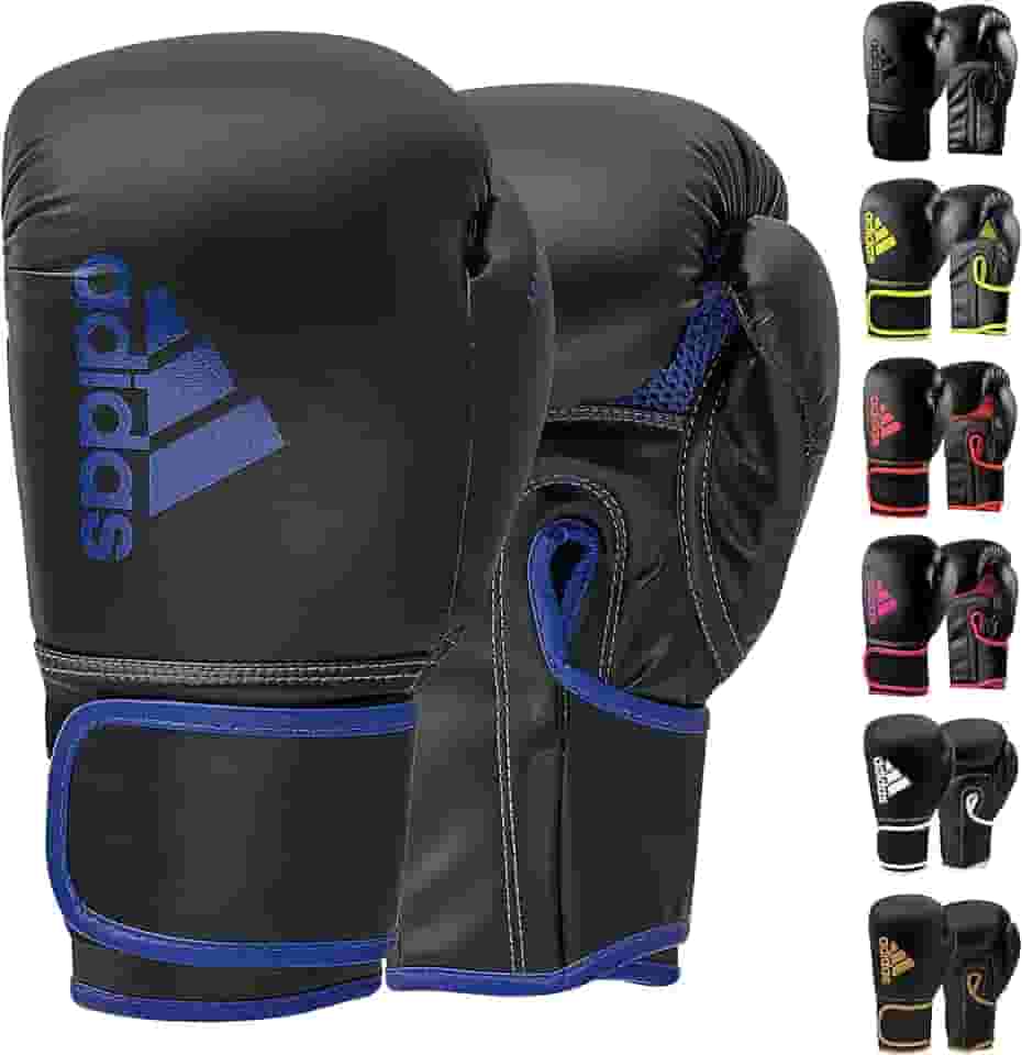 adidas Boxing Gloves - Hybrid 80 - for Boxing, Kickboxing, MMA, Bag, Training & Fitness - Boxing Gloves for Men & Women - Weight (14 oz, Black/Blue)