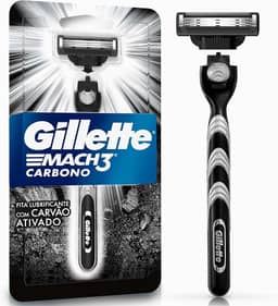 Gillette Mach3 Carbono Aparelho de barbear reutilizável com Carvão Ativado e Fita Lubrificante Melhorada 1 Ud