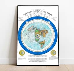 Mapa da Terra Plana do Mundo - Mapa de Alexander Gleason de 1892 - 61 x 91 cm - Presente de decoração de pôster de arte de parede - Plano circular - Longitude e Tempo - Projeção Azimutal Polar -