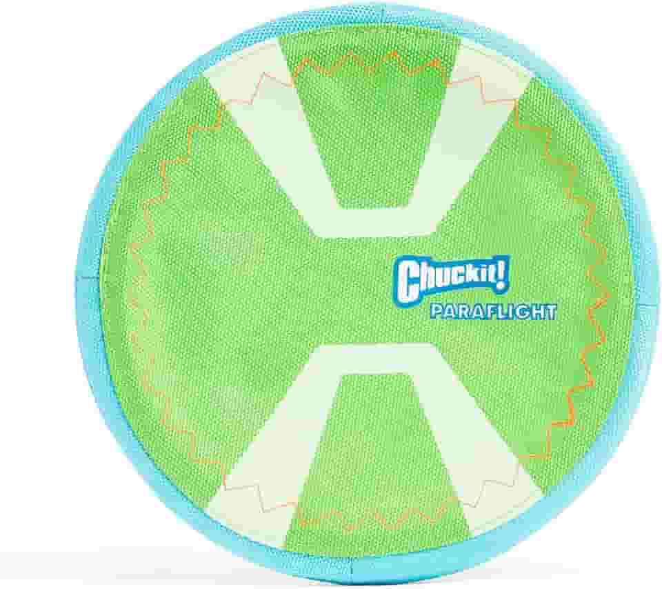 Chuckit! Paraflight Flyer Frisbee de cachorro para longa distância, verde/azul, grande