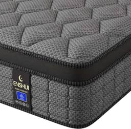 ENSHUI Colchão Queen híbrido de 30 cm em uma caixa, colchões firmes médios com espuma viscoelástica de gel e molas de bolso, alívio de pressão, resfriamento, suporte de borda, teste de 100 noites
